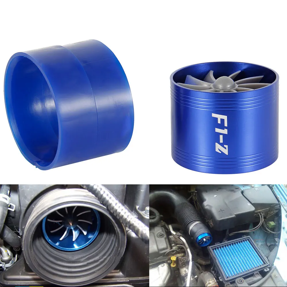 Car Turbine Supercharger F1-Z Turbo Charger Single Double Air Filter Intake Fan Fuel Gas Saver Kit Auto Replacement Part