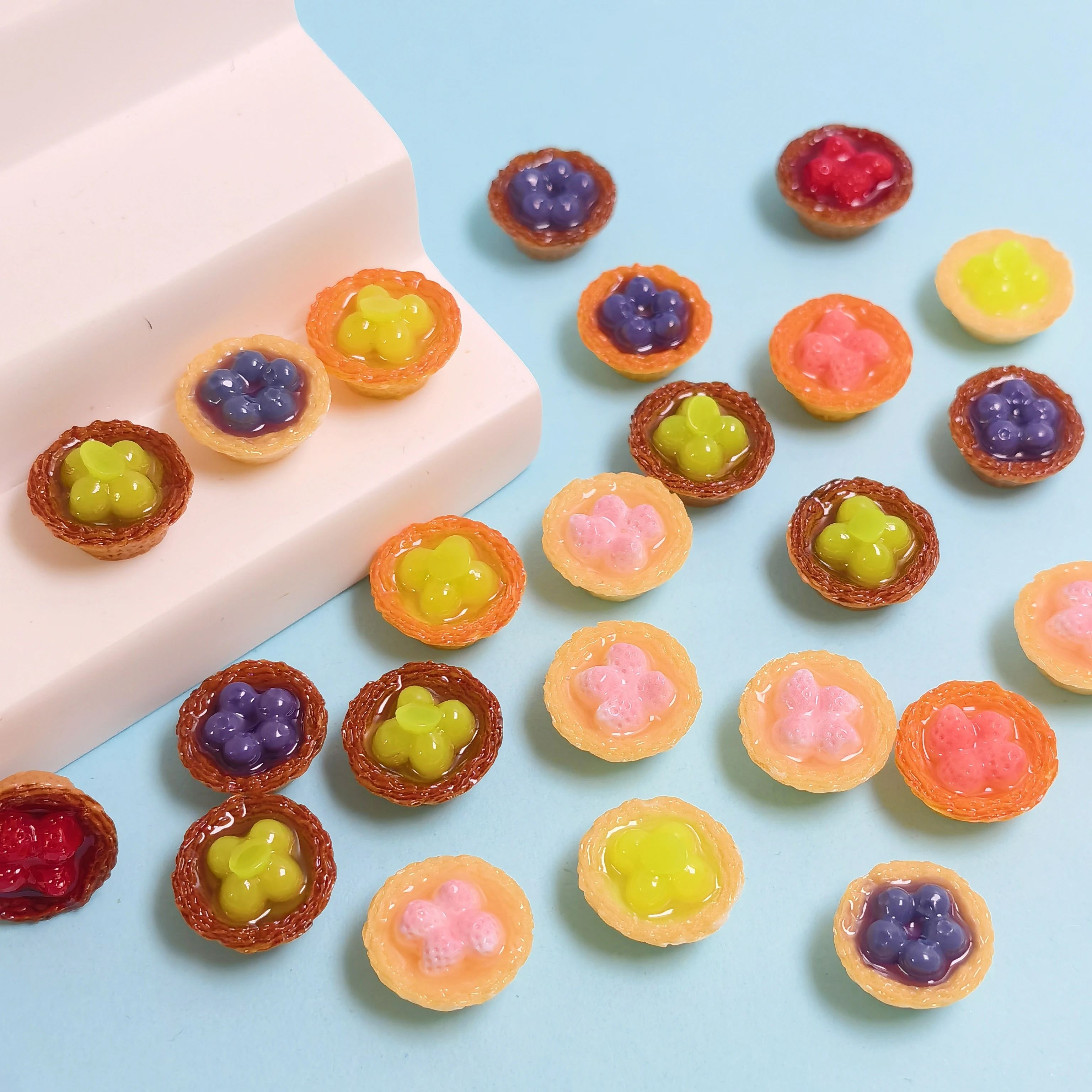 Cute Mini Fruit Strawberry Blueberry Egg Tart DIY Dollhouse Toys Ornaments