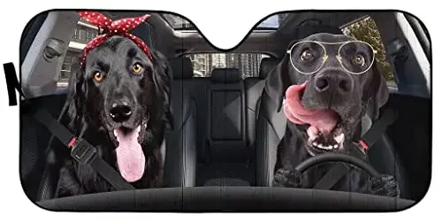 Parasol de coche de perro labrador para SUV, camiones y furgonetas, parasol para volante de perro, bloques de tela Anti-UV, Foldabl