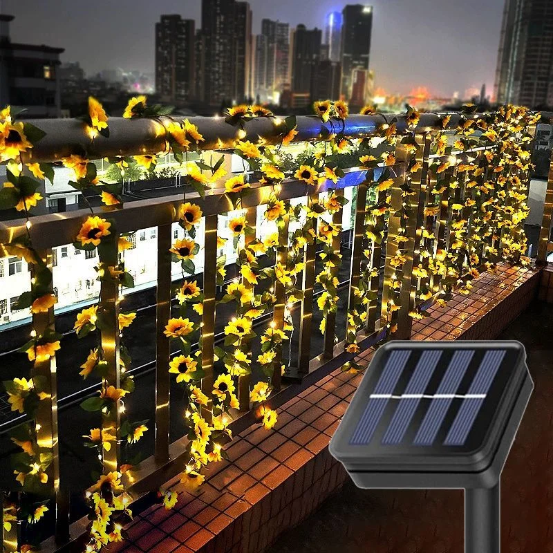 

Outdoor Solar LED Artificial Leaf Plants Lights String Wedding Fairy Garland Garden Fence Wedding Room Ramadan Decoration