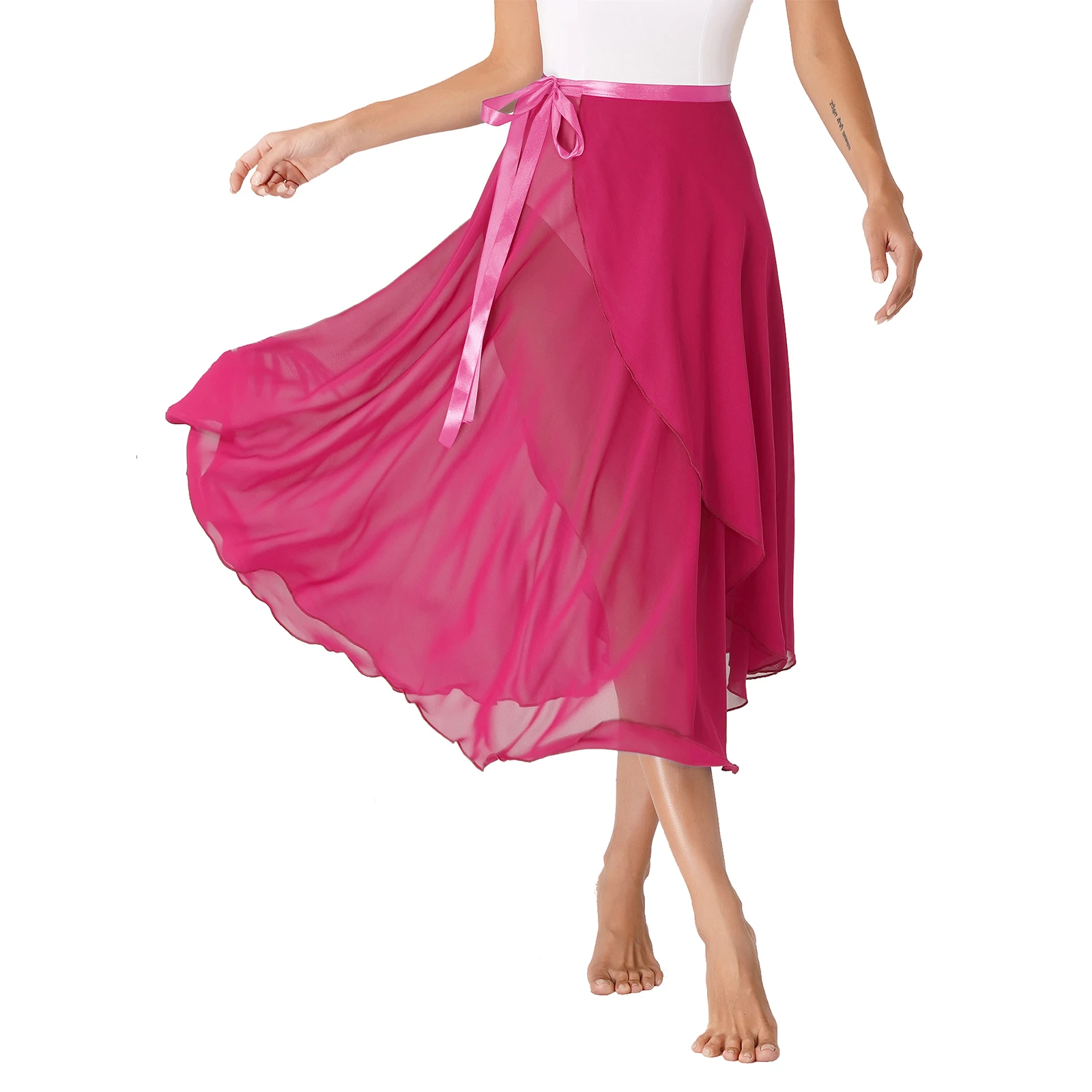 

Summer Chiffon Loose Pleated Skirt Women Dance Short Dress Woman Clothes Lace-Up Flowy Midi Skirts Ballet Classical Dancer