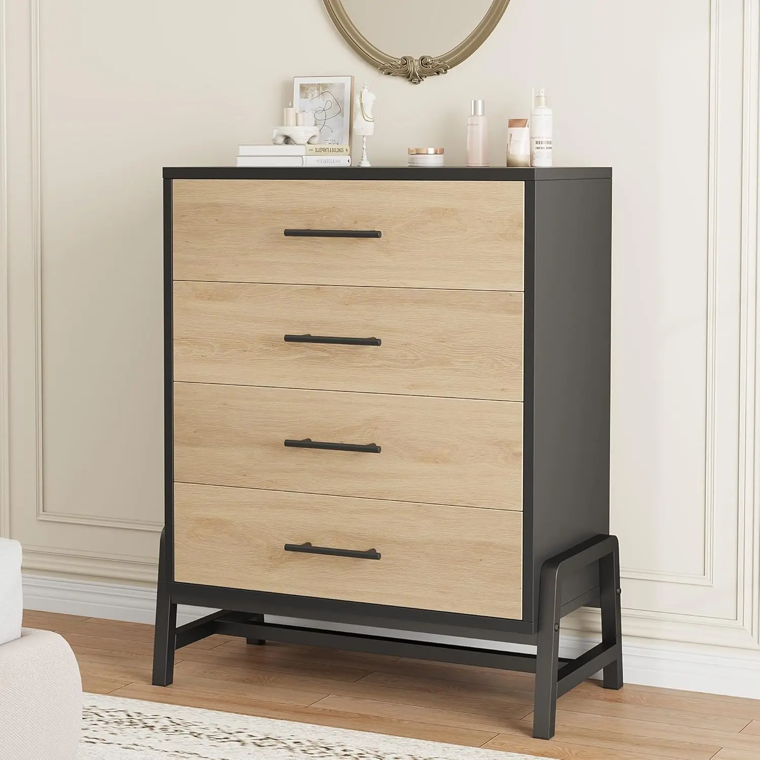 

Home 4 Drawer Dresser for Bedroom, 38.6" Tall Chest of Drawers, Freestanding Wooden Storage Dresser with Deep Drawers and Chi