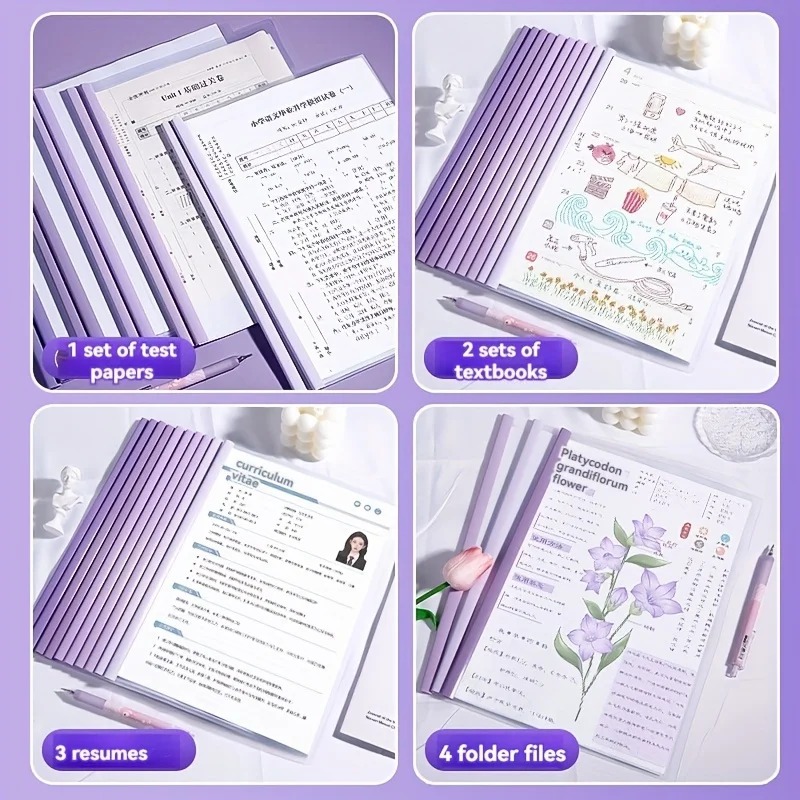 10 قطع من المجلدات بسحاب على شكل قطرة ماء متدرجة مقاس A4 - منظمات مستندات سميكة وشفافة للاستخدام المكتبي #4