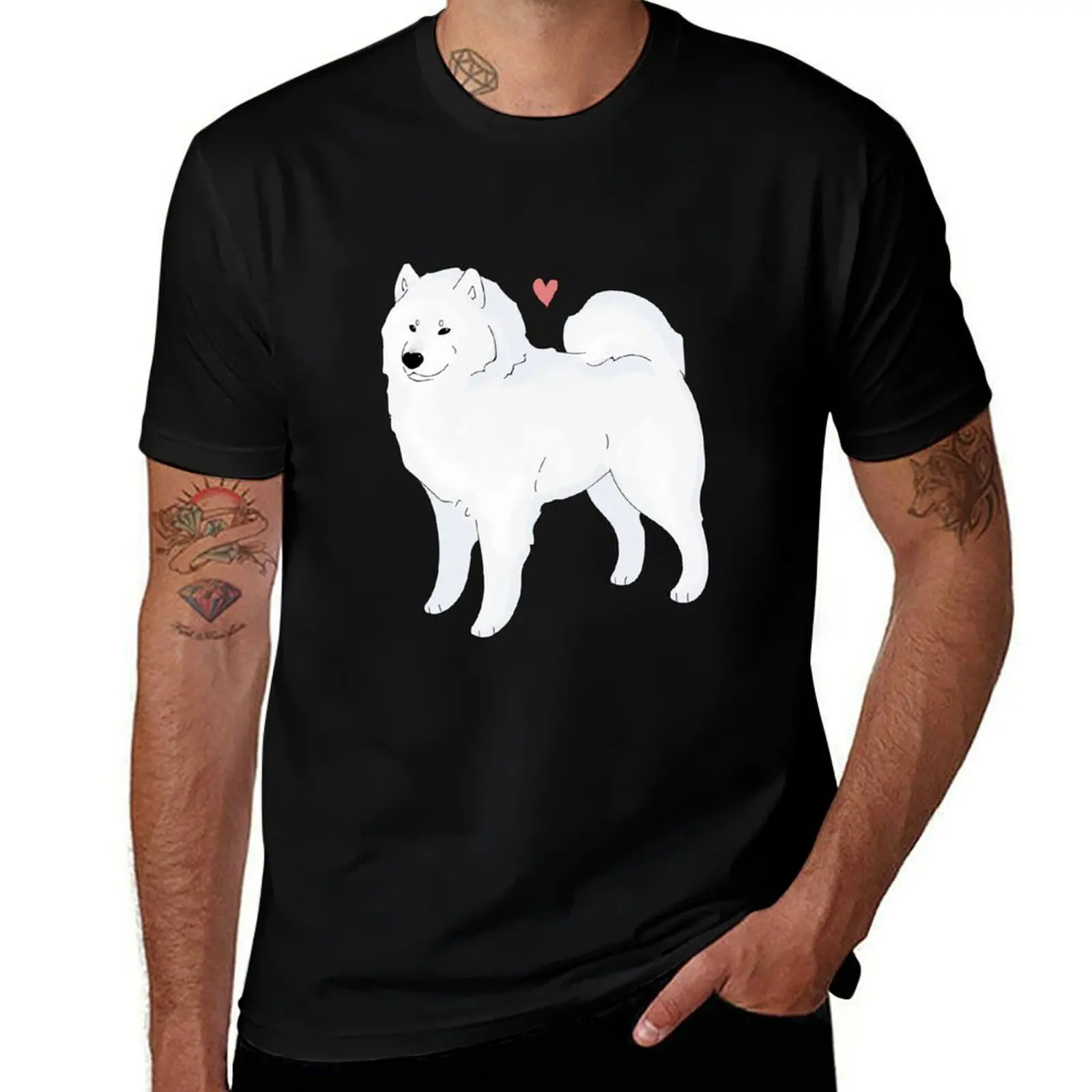 Samoyed Love T-Shirt man t shirts high quality luxury brand T-Shirt