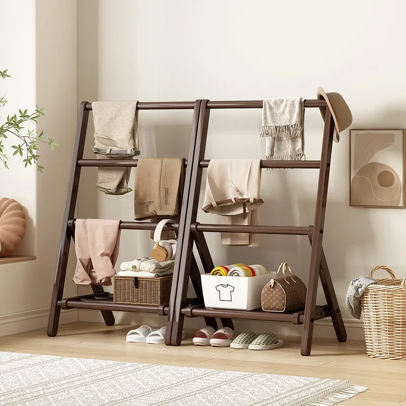 Firm Clothes Rack Floor-to-ceiling Coat Rack Foldable Bedroom Bedside Storage Small Rack Factory