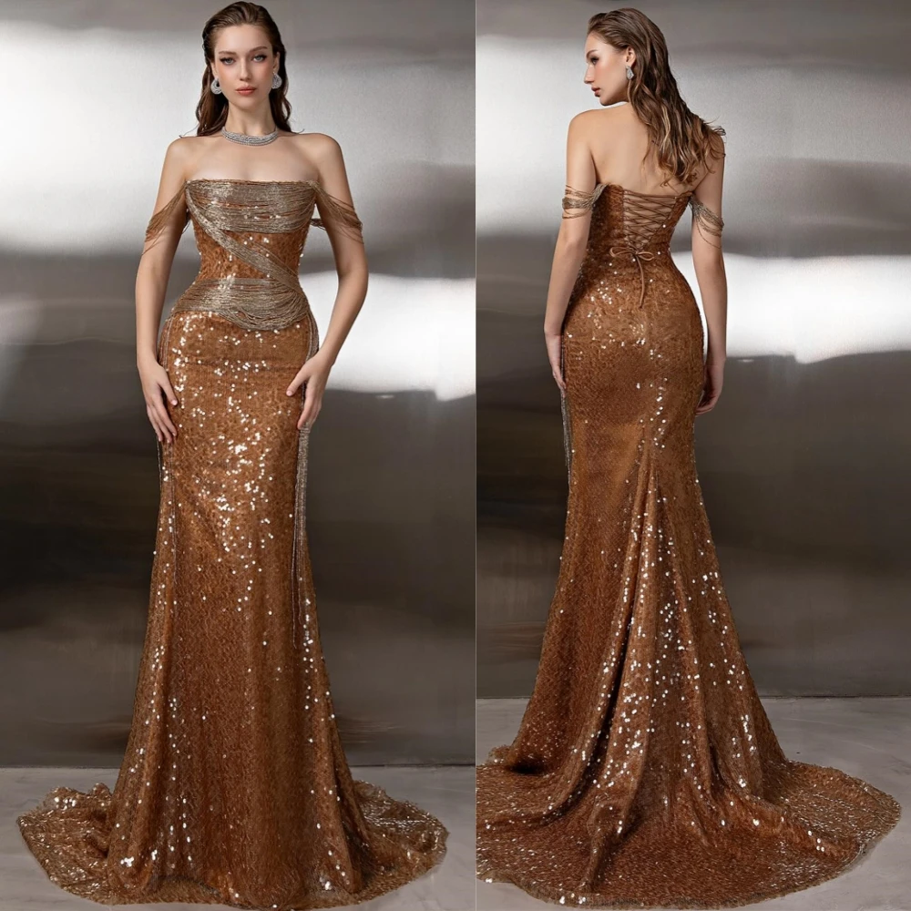 

Customized Delicate Satin Evening Dress Elegant Strapless Mermaid Prom Dress Exquisite Court Train Special Occasion Gowns