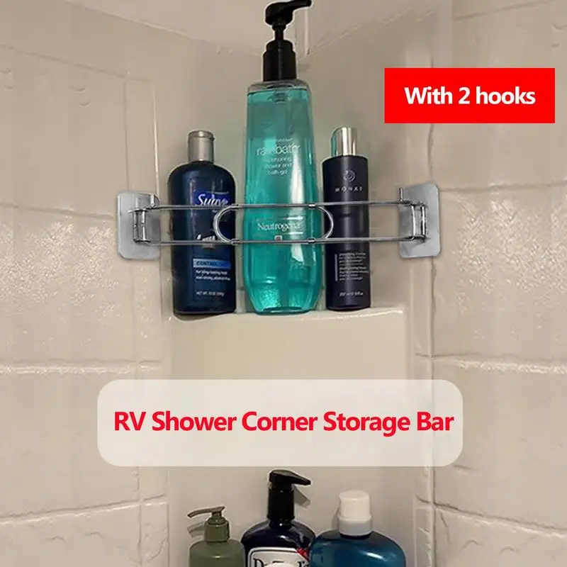 Travel Trailer Corner Storage Bar Sturdy Rustproof RV Bars For Shower Corners Home Storage Supplies For Travel Trailers Caravans