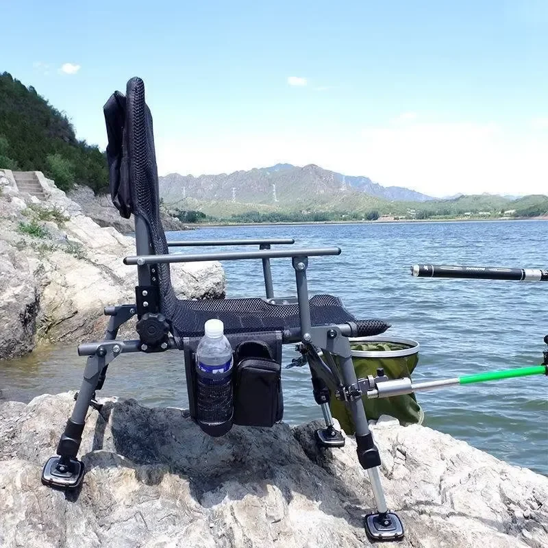 Folding Portable Fishing Chair Ultra Light Wild Fishing Chair Multi Functional All Terrain Aluminum Alloy Fishing Chair