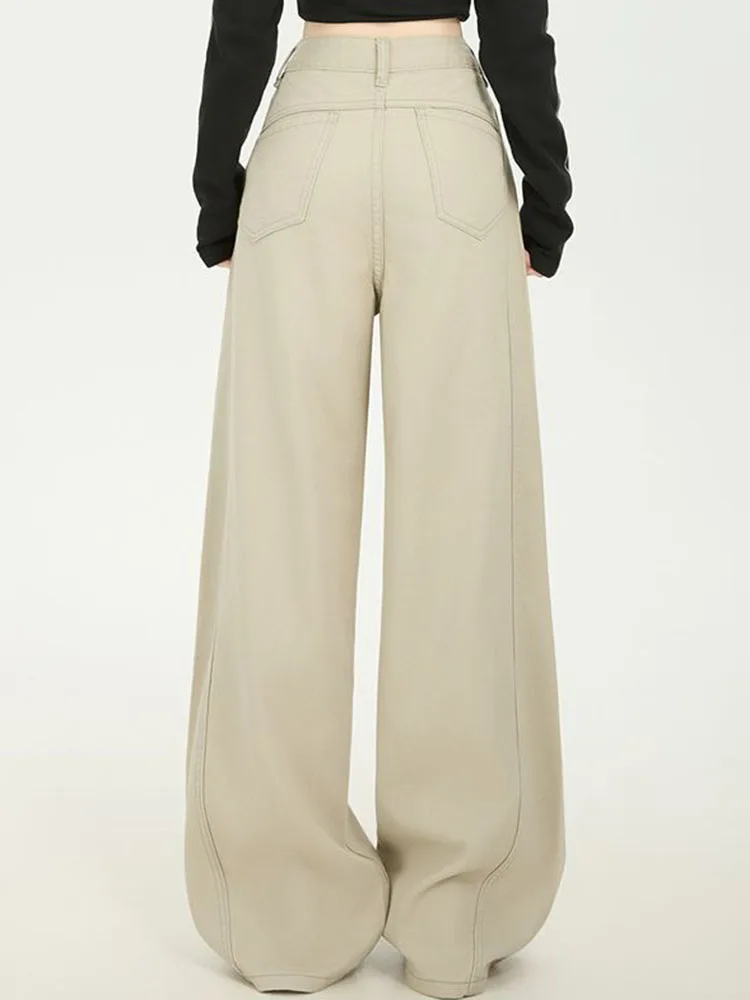 جينز مستقيم فضفاض عتيق للنساء شتاء دافئ عالي الخصر سميك مخملي مبطن Vaqueros سروال دينم واسع الساق جديد #3