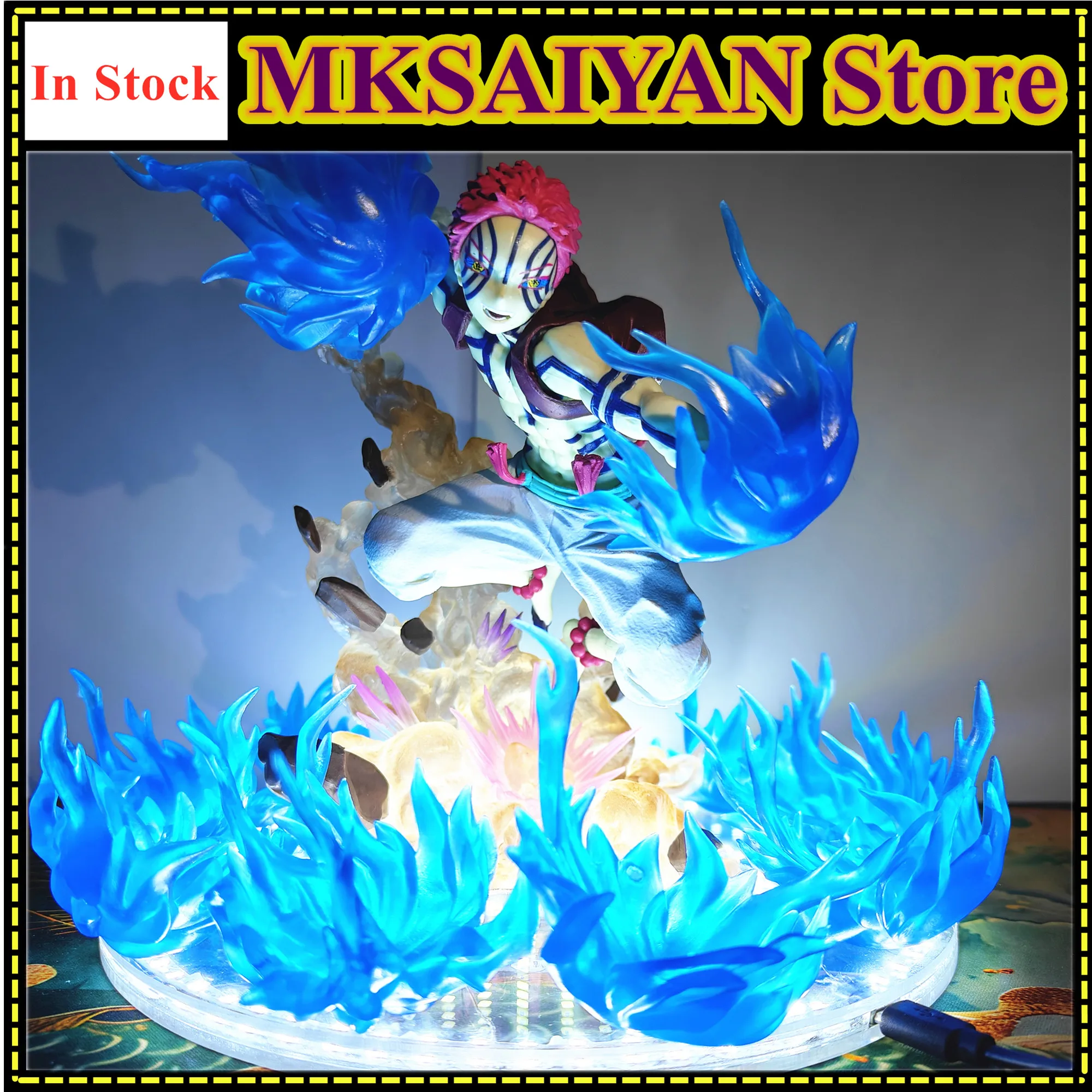 Anime Dämon Slayer NULL Akaza Hakuji DIY Lampe Wirkung Action Figur Spielzeug Kimetsu keine Yaiba Unendlichkeit Schloss PVC Modell Sammlung
