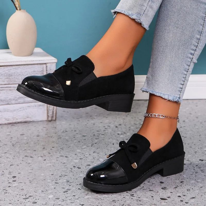 

Fashion Single-shoe Women's Work Shoes for Spring and Autumn 2025, Shallow High Heels with Bows, Plate-sized Women's Shoes