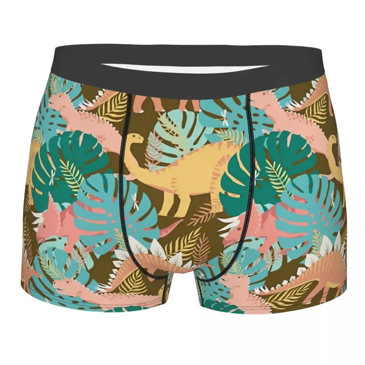 Jungle On Gold Man's Boxer Briefs Dinosaurs Breathable Creative Underwear Print Shorts Birthday Gifts