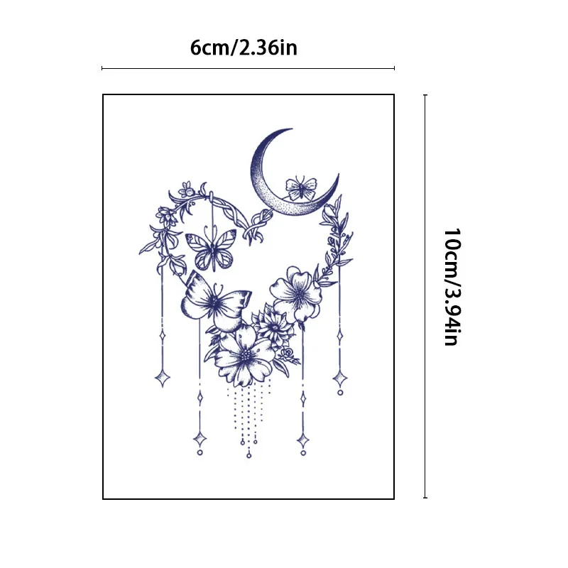 

Sexy Wreath Butterfly Moon Chest Temporary Stickers Waterproof and Sweatproof Herbal Juice Trendy Tattoo Stickers