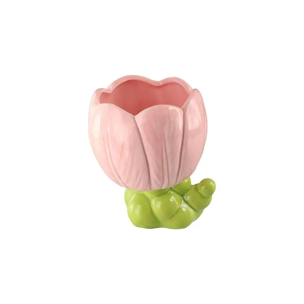 Ceramic Ceramic Tulip Pen Holder Large Capacity Retro Flower Makeup Brush Storage Bucket Tulip Flower Pen Container