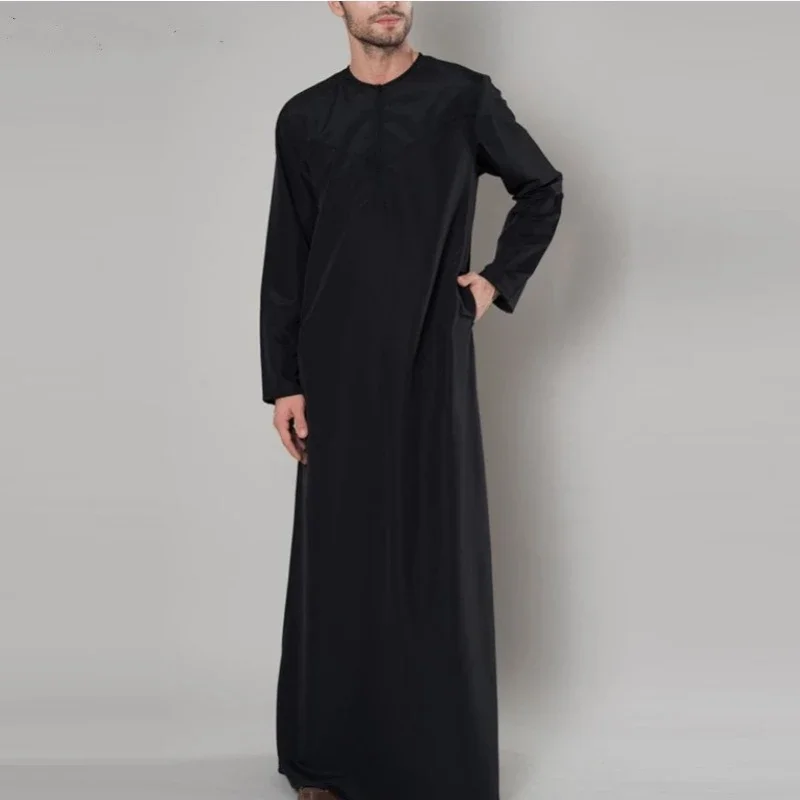 2025 new Islam Ramadan Abaya Loose Thobes Men Zipper Shirt Saudi Black Abayas for Middle East Arab Dubai Traditional Men Robe