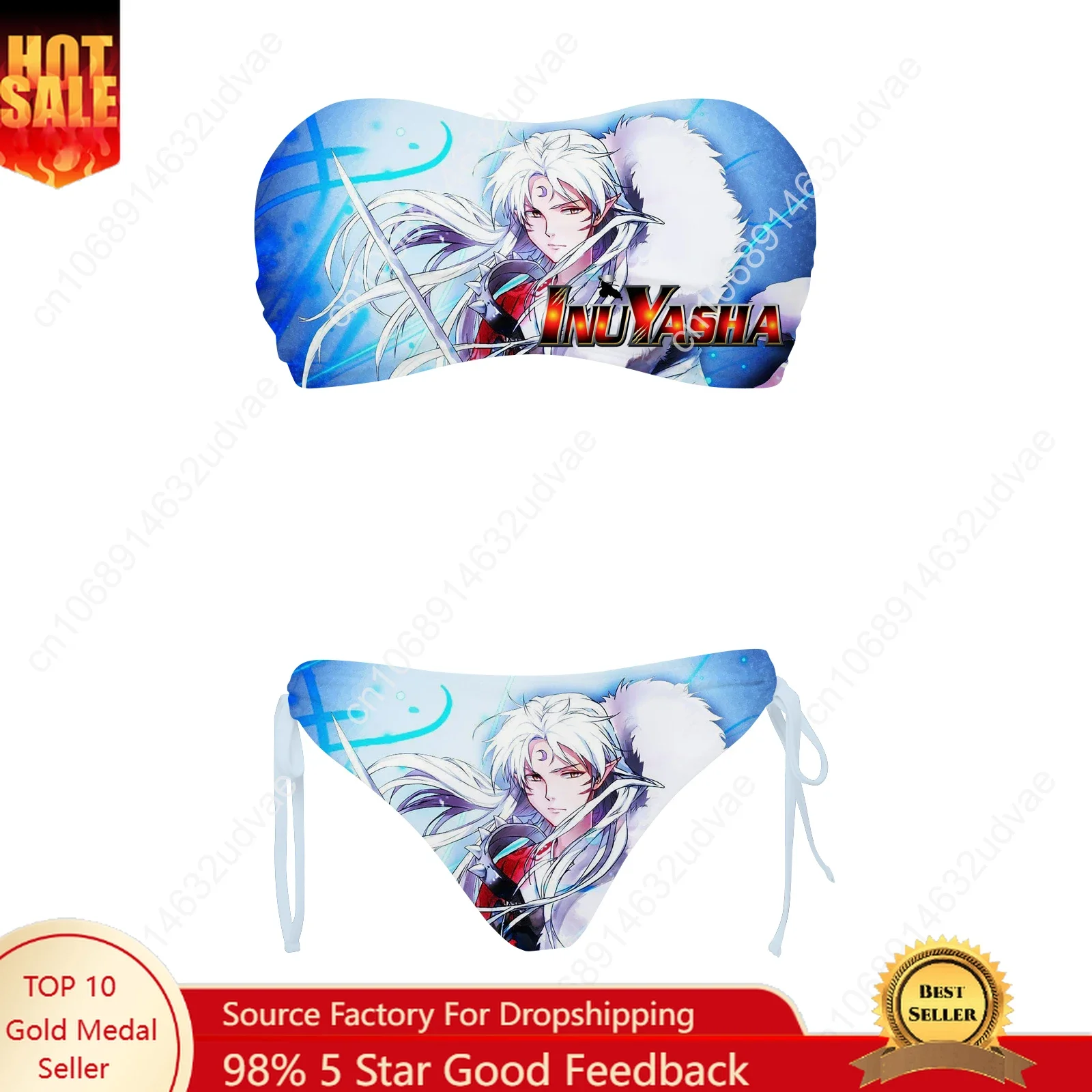 

Inuyasha Sesshomaru Swimsuit Womens Drawstring Two Piece Set Bathing Suits Personalized Swimwear Pool Bikini Customize Beachwear