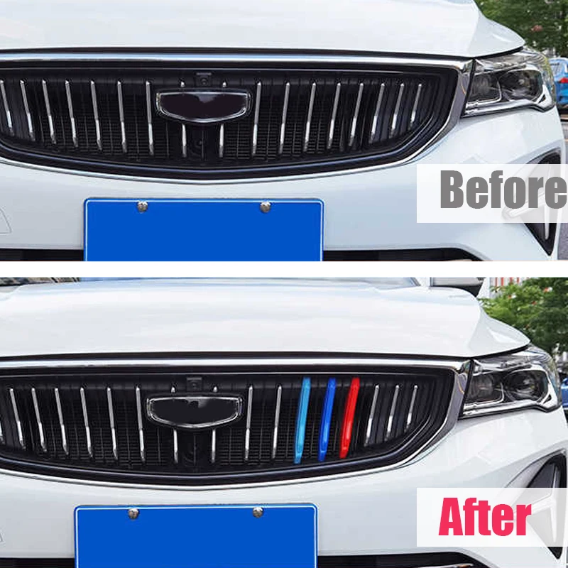 For Geely Emgrand 2021 2022 2023 2024 Tri color grille Decorative frame stickers Automotive exterior modification