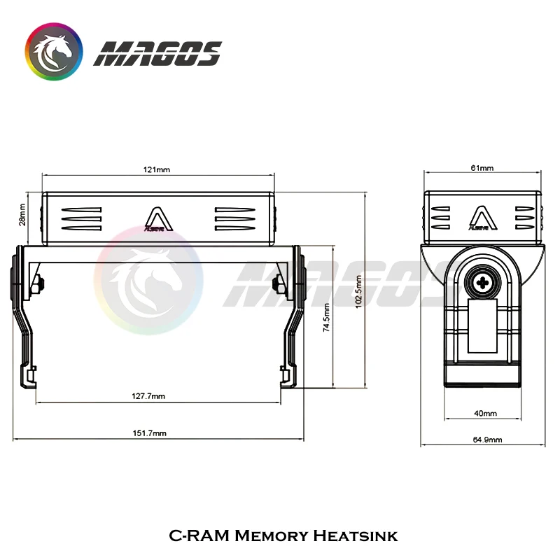 ALSEYE Memory Cooler Cooling Fan For DDR2/3/4/5 RAM Radiator with Dual 60mm Fan PWM 1200-2000RPM 5V 3pin