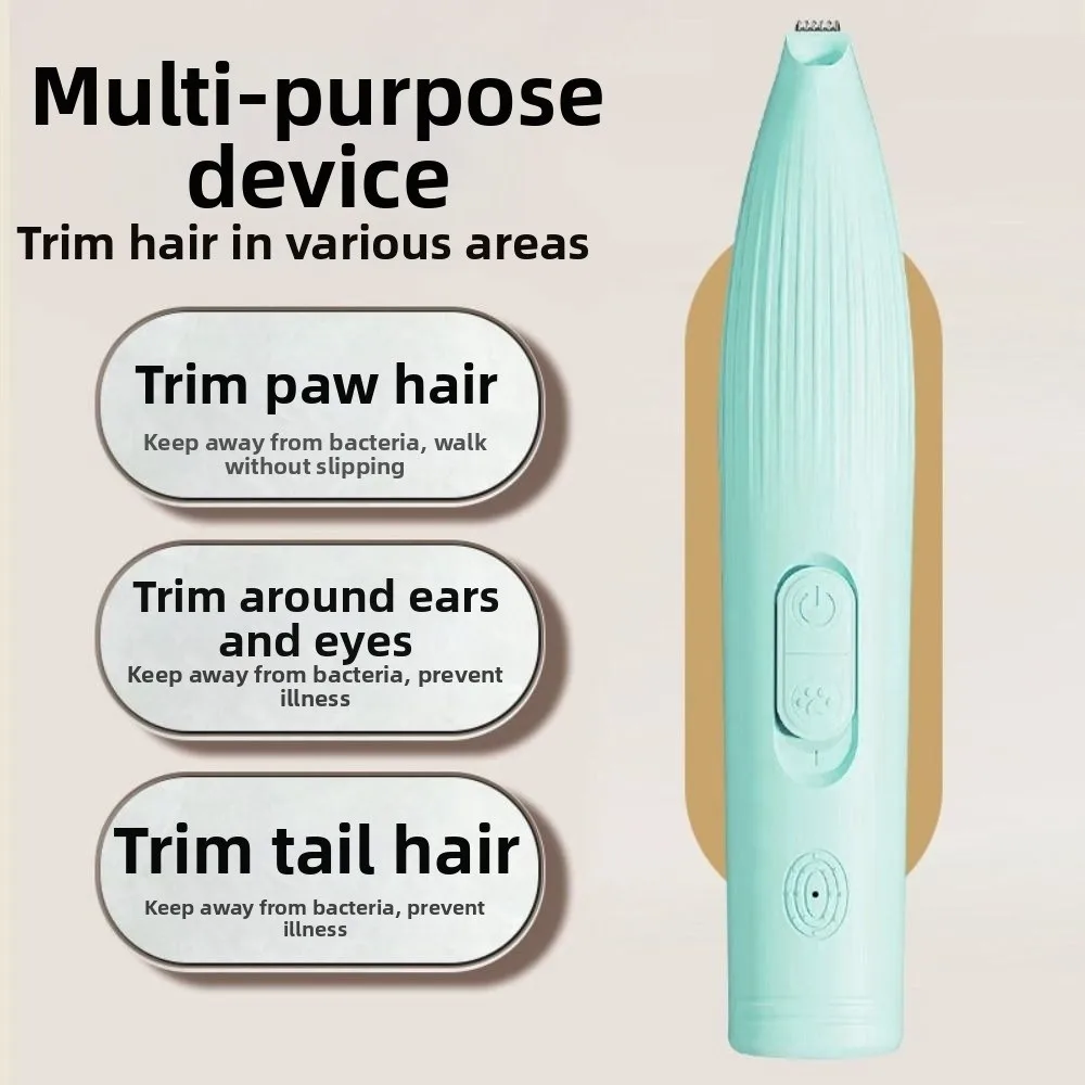 

Portable Pet Electric Hair Trimmer Waterproof USB Rechargeable Cat Paw Shaver with LED with Clean Brush Pet Foot Trimmer