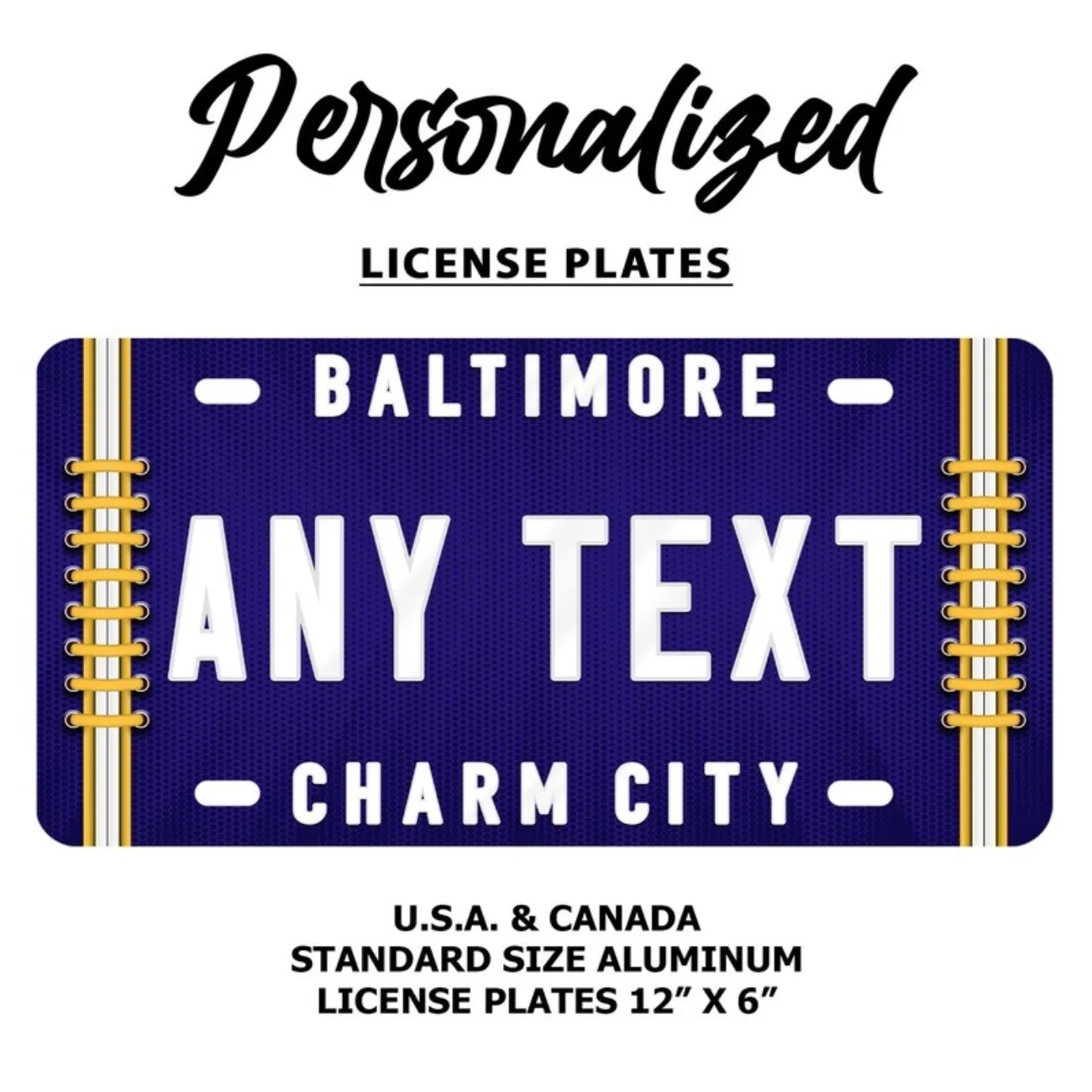 لوحة ترخيص ألومنيوم بالتيمور رافينز مخصصة مخصصة - ديكور السيارة/المنزل 2 مرات تذكارية للأبطال (الديكور فقط) #6
