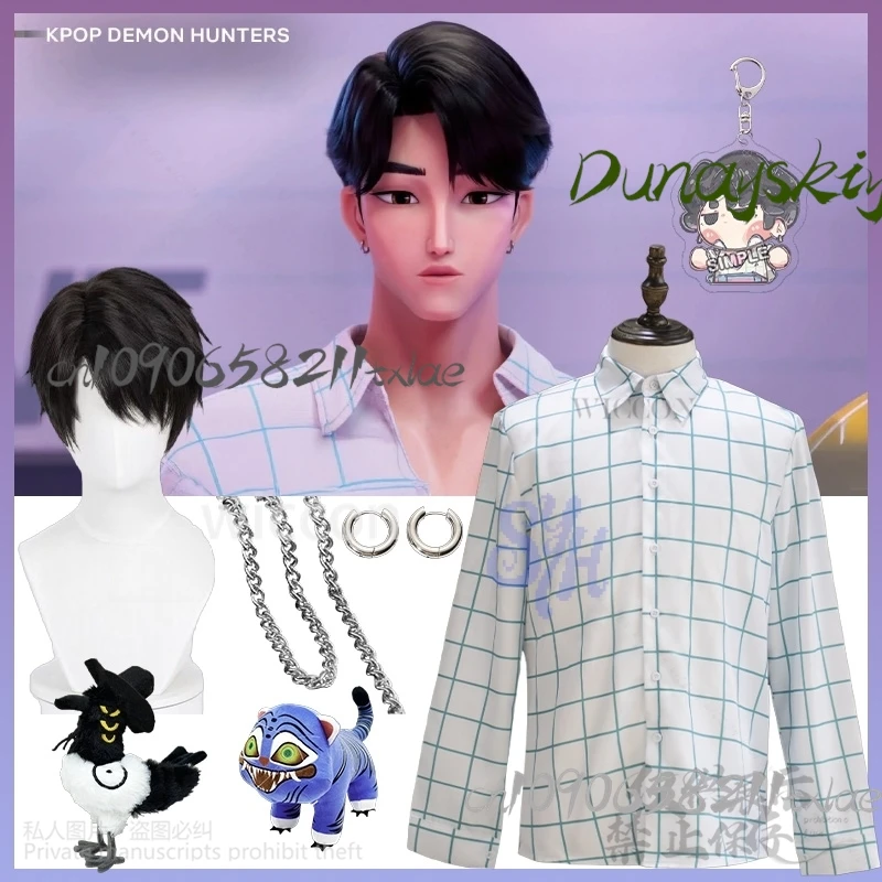 

Saja Boys Soda Pop Uniform Huntrix KPop Demon Hunters Jinu Аниме Костюм Красивый Корея Idol Ретро клетчатая рубашка с длинными рукавами 코스프레