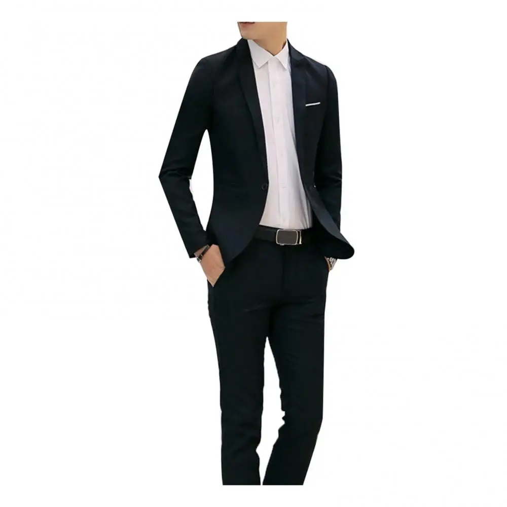 2020 2 Pieces Office Business Blazer+Pants Suit Sets Men Autumn summer Fashion Solid Slim Wedding Set Vintage Classic Blazer