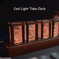 Vintage Glow Tube Clock - LED Luminous Tube Clock Retro RGB Pseudo Diy Desktop Ornaments Creative Digital Display for Girl Gift