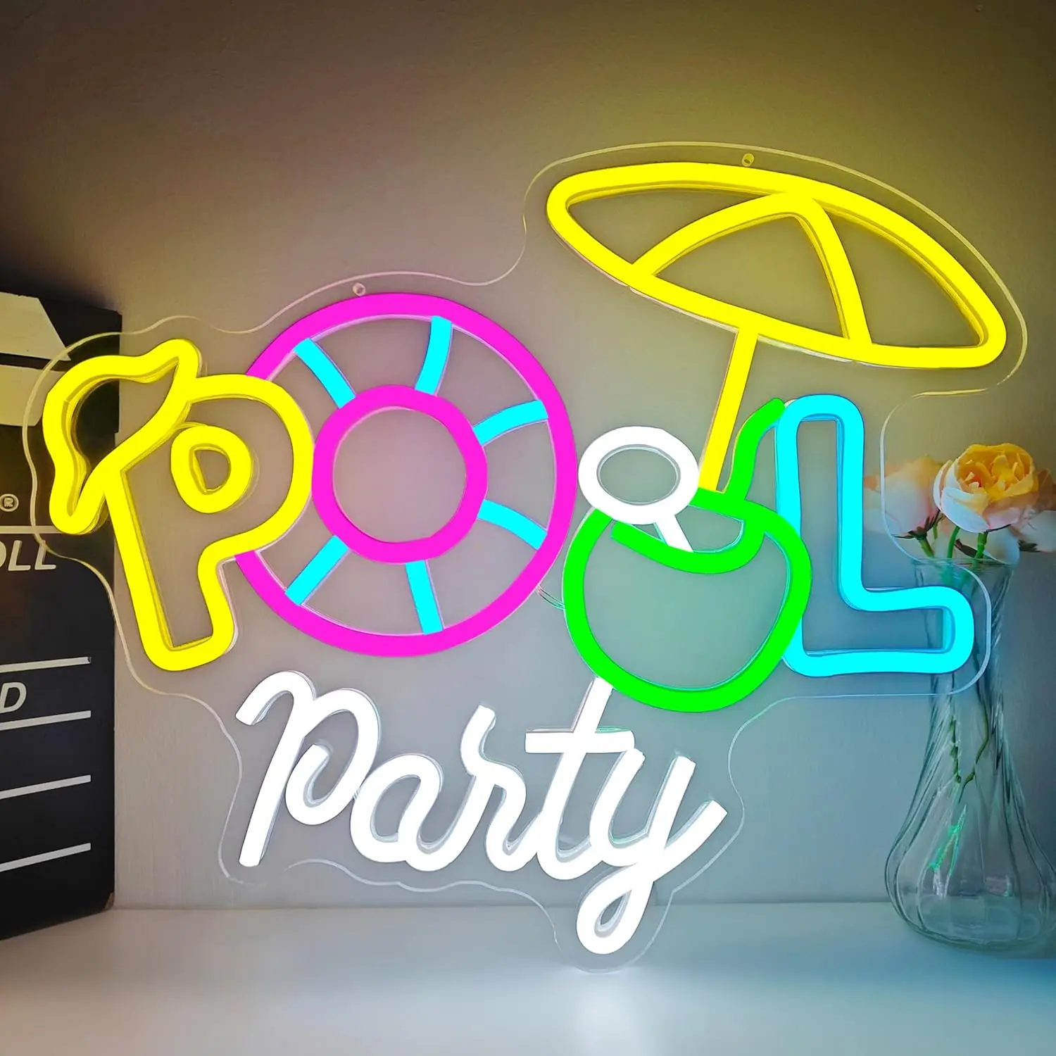 

Pool Party Neon Sign USB Powered Led Light for Summer Beach Party Gym Bar Gaming Room Bedroom Decorations Gifts Art Wall Light