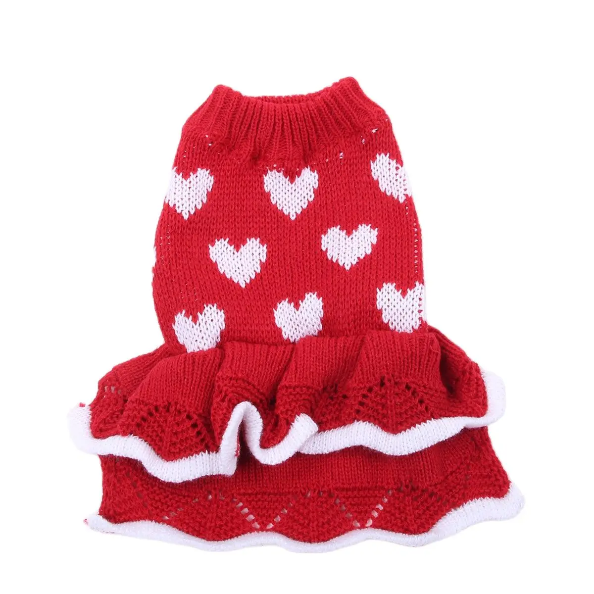 Dog Cat Sweater Dress Hearts Design Pet Puppy Jumper Autumn/Winter Clothes