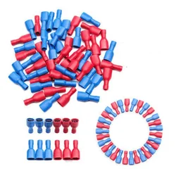 200pcs  Red +  Blue Fully Insulated 4.8mm Female Spade Connector Crimp Terminal