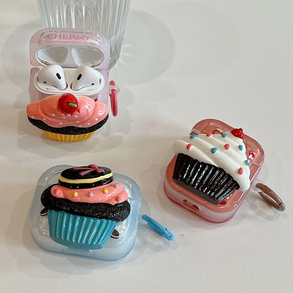 Sweet Delicious 3D Ice Cream Chocolate Cake Cute Earphone Cover For Apple AirPods 1 2 3 Pro 2 Wireless Bluetooth Headphone Case
