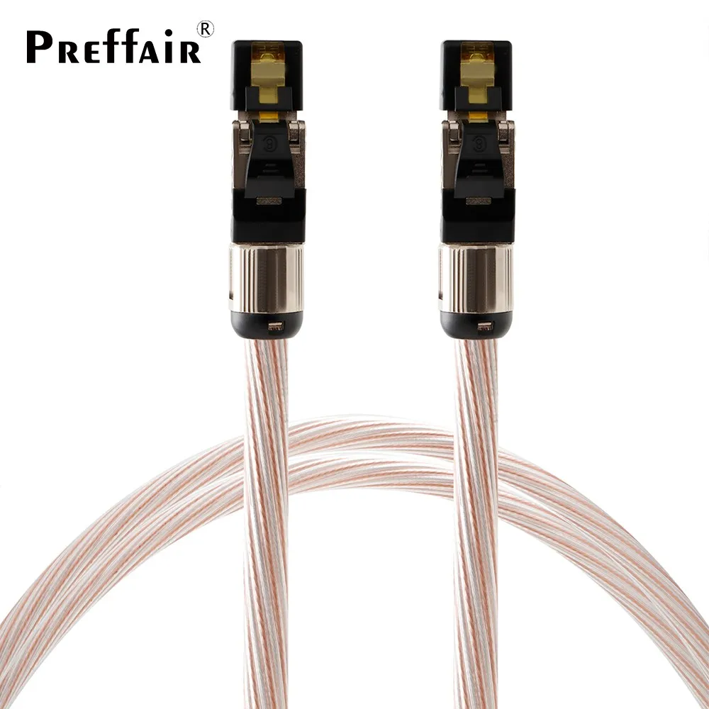 Preffair Hifi Cat.8 Ethernet Cable Hi-end OCC Silver Mixed 10GB Transmission Network Cable Internet Cord for ANSI/TIA-568-C.2-1