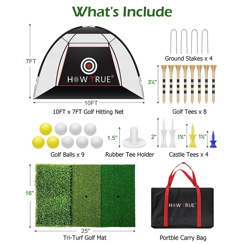 Golf Net 10x7ft Golf Practice Nets for Backyard Driving with Golf Mat Golf Hitting Training Net for Indoor Outdoor Use