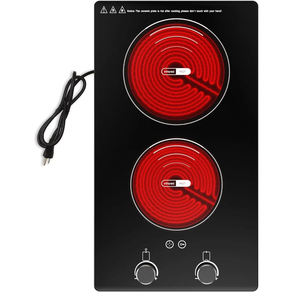 Electric Induction Cooker,12 Inch Built-in Stove Top, Child Safety Lock, LED Touch Knob Control, 2 Burner Electric Cooktop