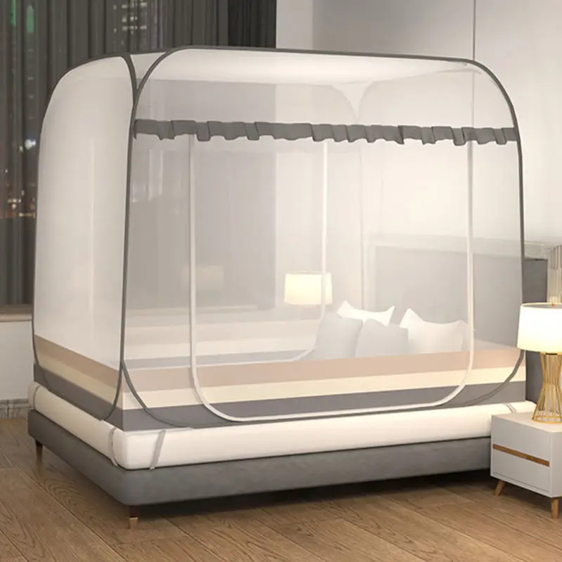 Pop Up Foldable Yurt Mosquito Net With Pole Frame Set No Installation For Student Dorm Single Bed Anti Mosquito Mesh Bed Tent