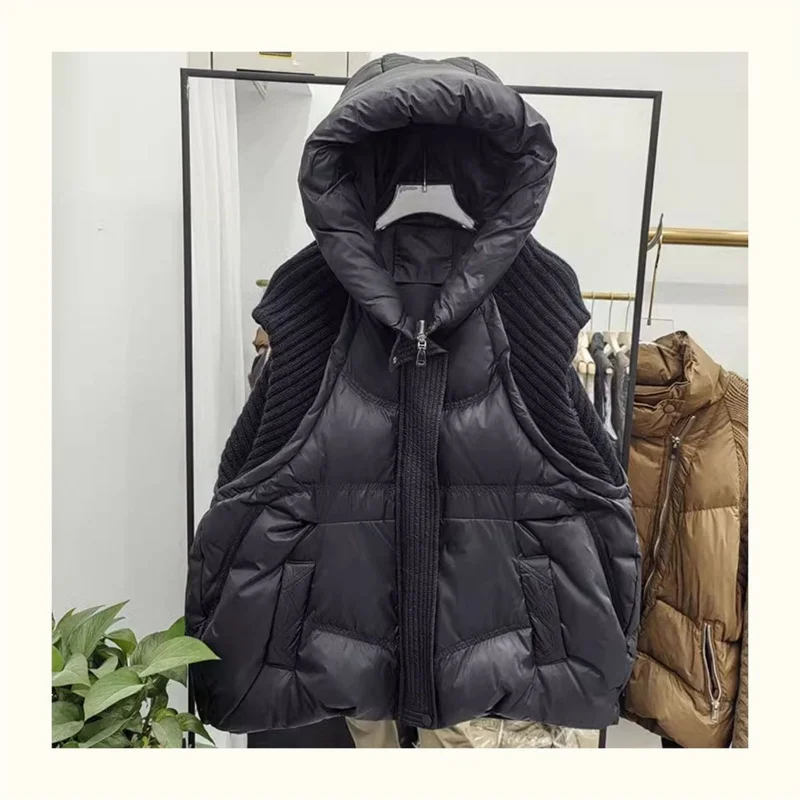 

Новая женская безрукавка, женская куртка, очень большая, с капюшоном, пуховая, хлопковая, женская осенне-зимняя свободная безрукавка для полных женщин, пальто без рукавов