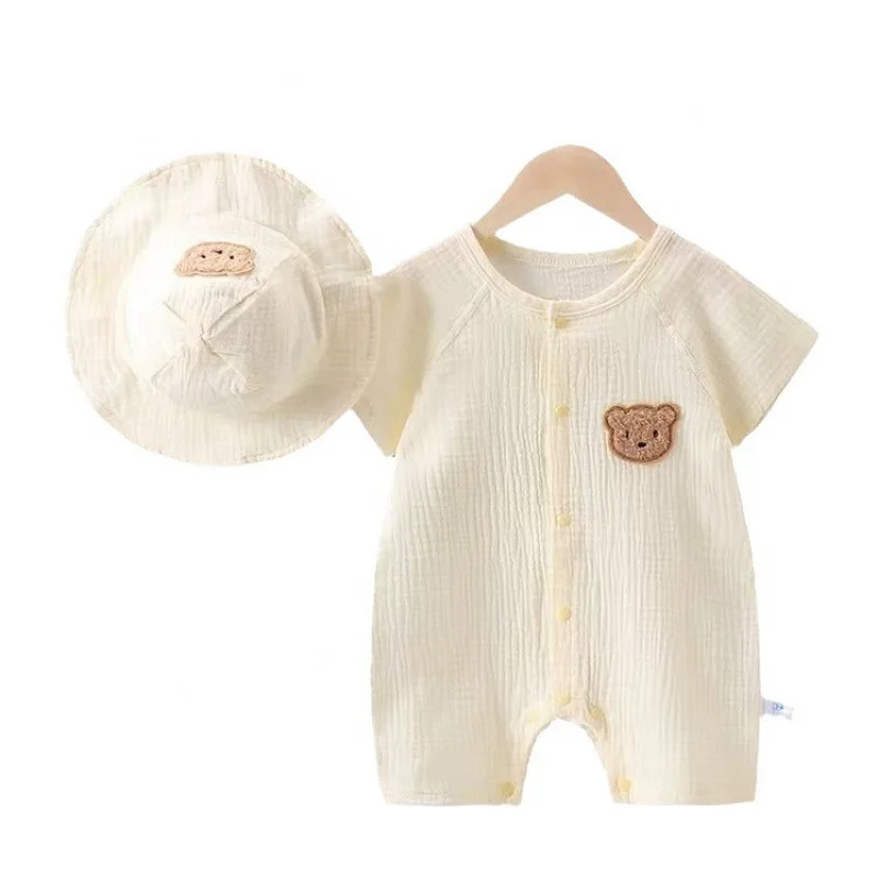 

New baby summer thin onesie gauze 0-1year old boy baby half-sleeved Romper girl full moon climbing suit baby clothes baby romper
