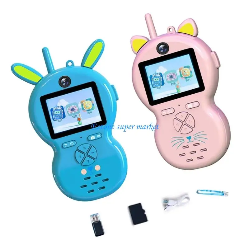 090B لعبة كاميرا فيديو للأطفال للاتصال الداخلي مع التقاط الصور على شكل كرتوني لعبة جهاز الاتصال اللاسلكي للأنشطة الترفيهية في #1