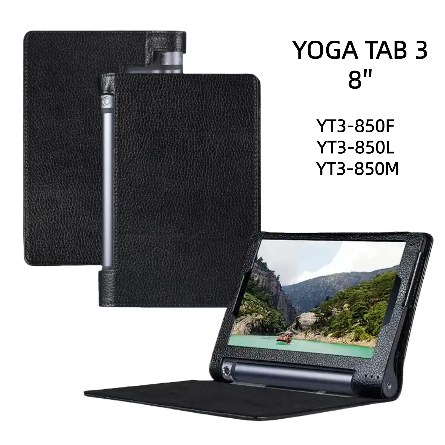 Etui z klapką na tablet Lenovo YOGA TAB 3 8'' z 2016 roku, wzór liczi, skóra PU, do Yoga Tab3 YT-850F 850M 850L