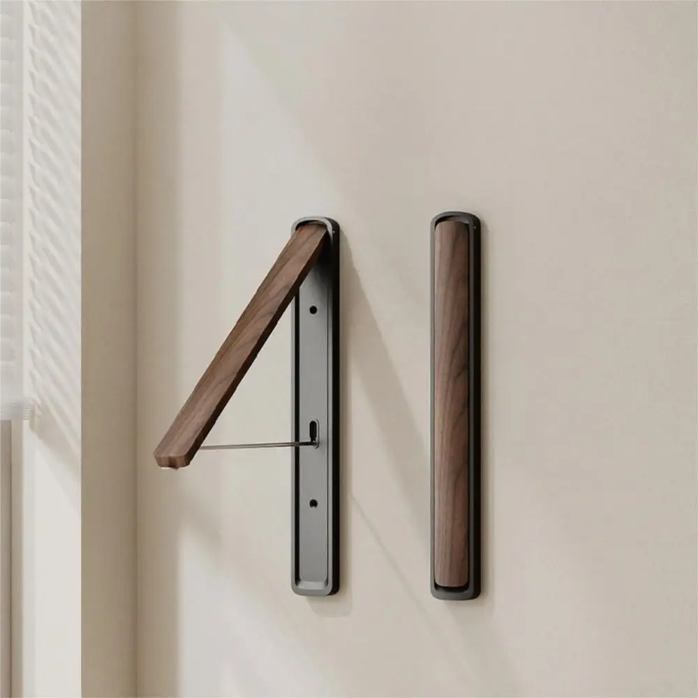 Aluminum Material Foldable Clothes Drying Rack Multi-Functional Space Saving Design Wall Mounted Rack Stretchable Pole