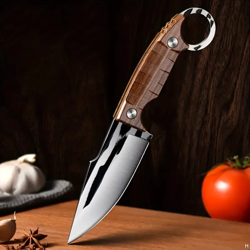 Forged Boning Knife Handle Small Meat Knife Imitation Wood Handle Home Meat Cutting Knife Portable Fruit Knife