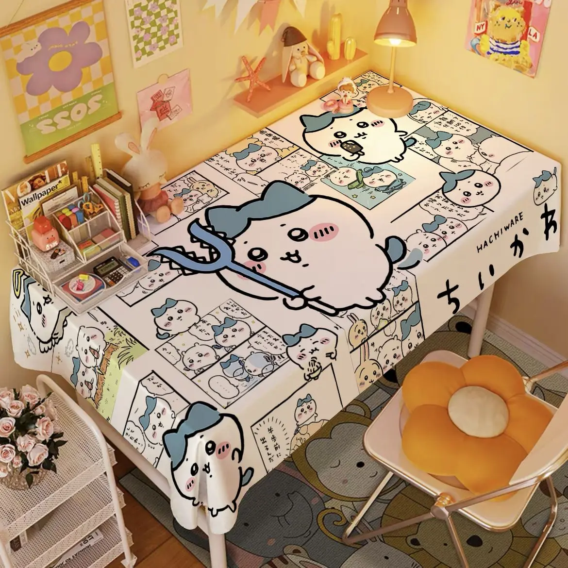 Miniso Chiikawa Tablecloth Cartoon Tablecloth Usagi Desk Decoration Hachiware Anime Figure Kawaii Cartoon Cute Girlfriend Gift