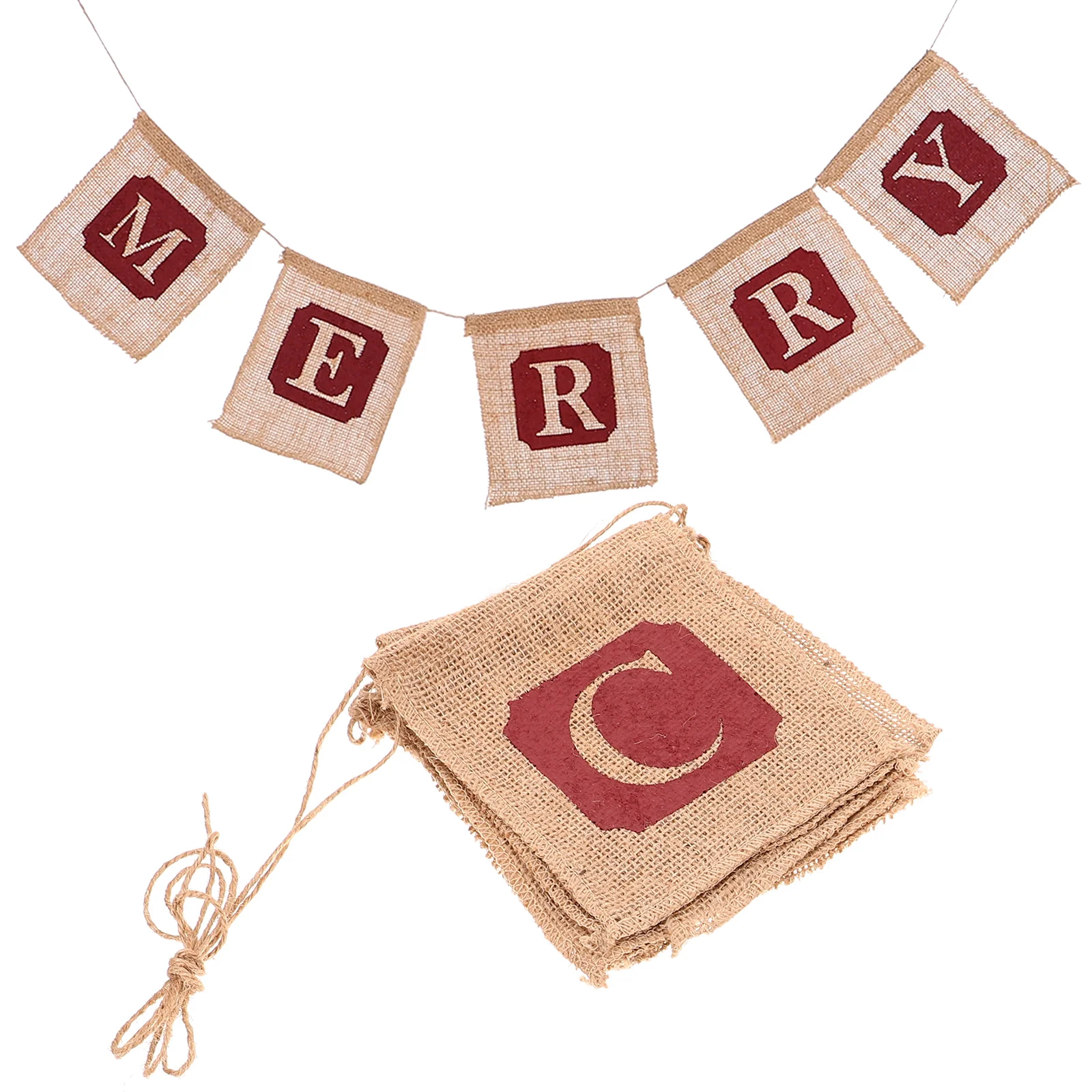 

Large Christmas Hanging Banner Burlap Merry Party Decorative Bunting Xmas Tree Outdoor Decor Supplies Festive Garland For Home