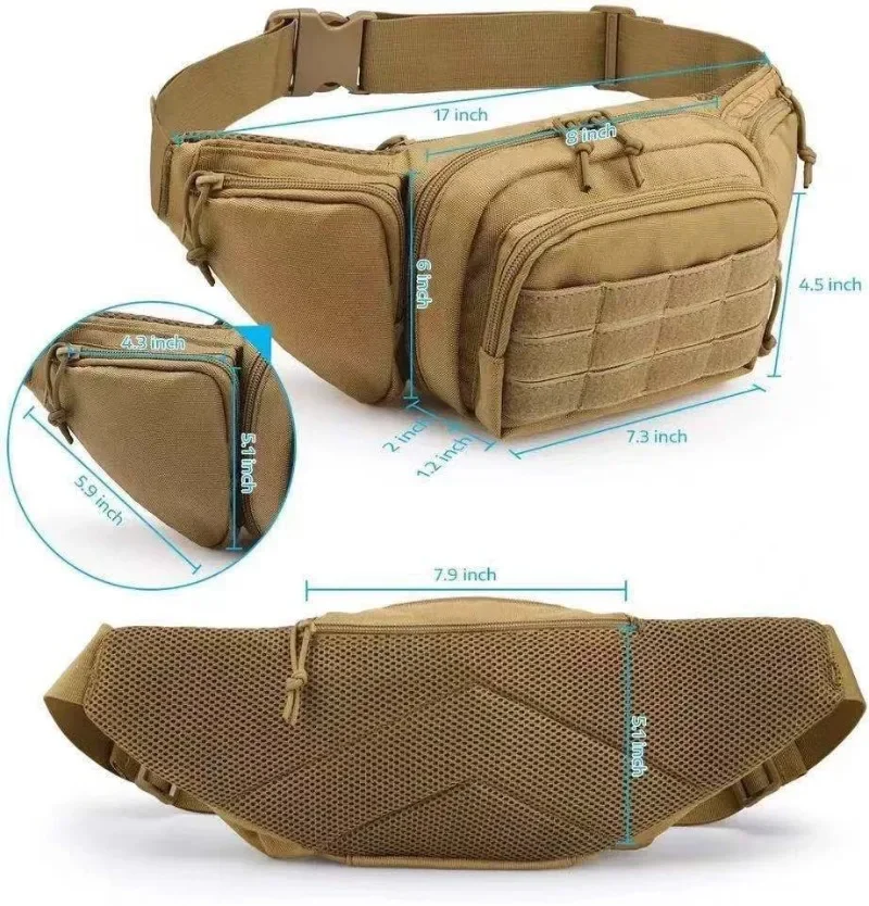 Bolsa táctica para pistola de cintura, cinturón de nailon, resistente al agua, ideal para senderismo, teléfono, deportes, Camping