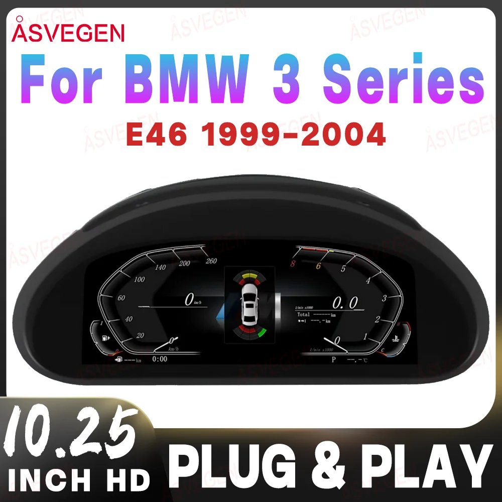 

10.25" Digital Cluster For BMW 3 Series E46 1999-2004 Dashboard Speedometer LCD Instrument Support CarPlay Tire Pressure Unit