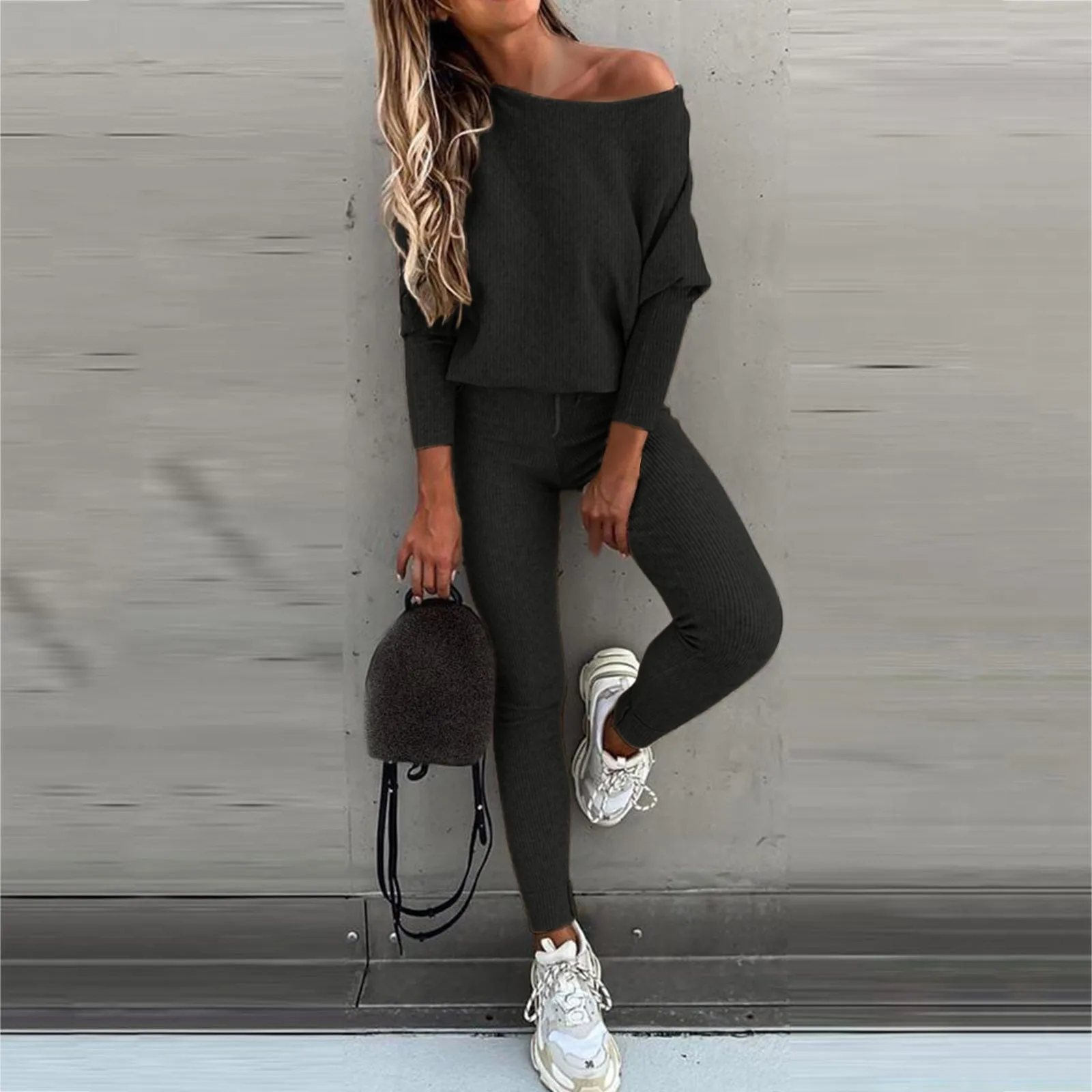 2023 Autumn Knitted 2 Piece Set Outfits Pajama Set Women Homewear Women Winter Lounge Wear Set Elegant Ladies Loungewear