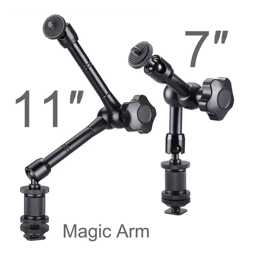 11/7 Inch Wall Mount Magic Arm Metal Adjustable Articulating Stand for Webcam LED Light Flash SLR Cameras Photo studio Accessory