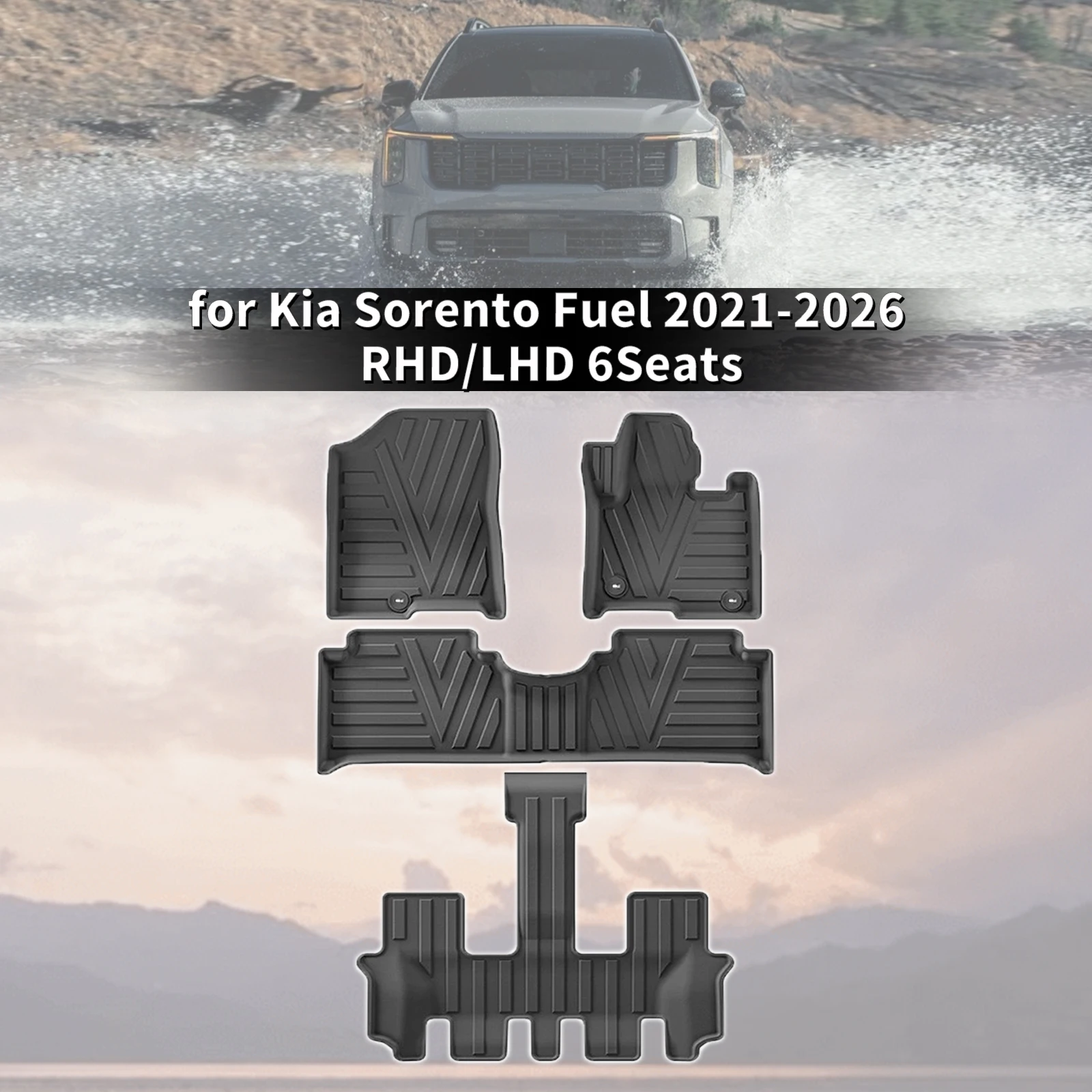 for Kia Sorento MQ4 Fuel 6Seats 2021-2026 RHD LHD TPE Car Floor Mats & Trunk Pad, Wear Resistant Easy Clean Auto Accessories