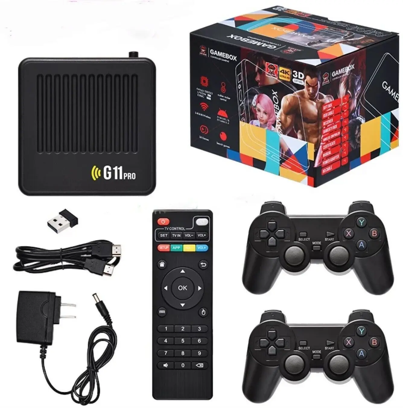 

Game tvBox Video Game Console G11 Pro Double Wireless Family Retro Classic games 64/128GB 30000+ Games 4k For PSP/DC/N64