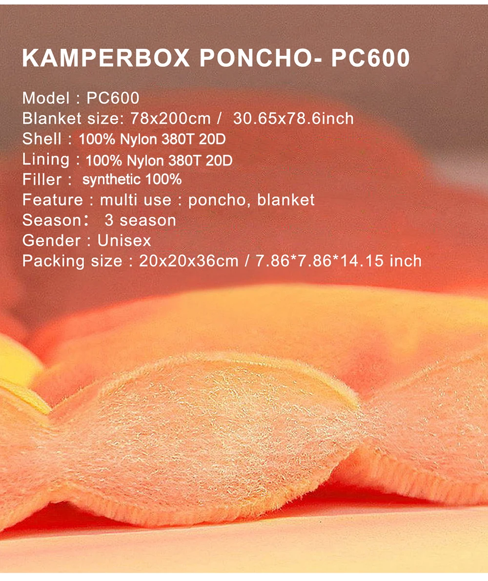 Kamperbox Winterschlafsack Poncho Winter Camping Poncho Winter Tragbarer Schlafsack Campingdecke PC600 – Detail 3